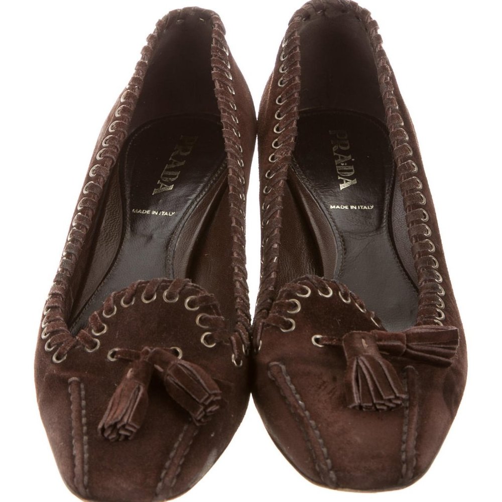 PRADA Suede Tassel Pumps 6